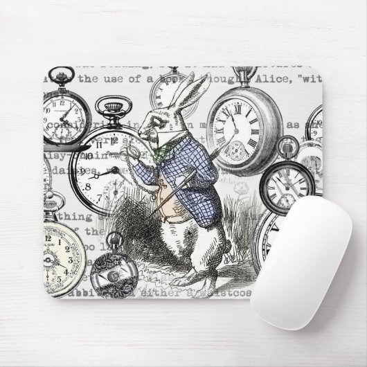 Weiße Kaninchen-Alice im Wunderland Mousepad (Mit Mouse)