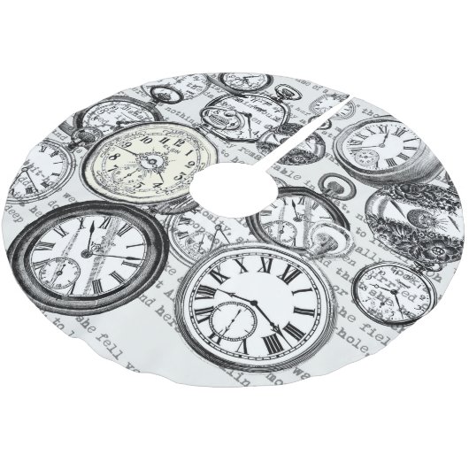 Weiße Kaninchen-Alice im Wunderland Polyester Weihnachtsbaumdecke (Schrägansicht)