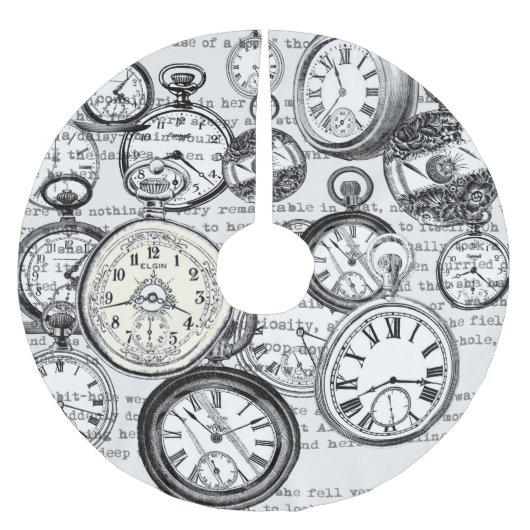 Weiße Kaninchen-Alice im Wunderland Polyester Weihnachtsbaumdecke (Vorderseite)