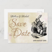 Weiße Kaninchen-Alice im Wunderland Save the Date Postkarte (Vorne/Hinten)