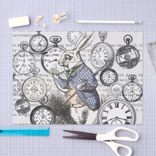 Weiße Kaninchen-Alice im Wunderland Seidenpapier (Handwerk)