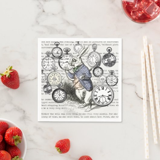 Weiße Kaninchen-Alice im Wunderland Serviette (Beispiel)