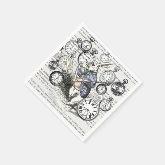 Weiße Kaninchen-Alice im Wunderland Serviette (Ecke)