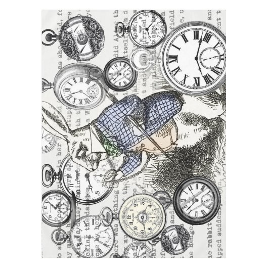 Weiße Kaninchen-Alice im Wunderland Tischdecke (Vorderseite)