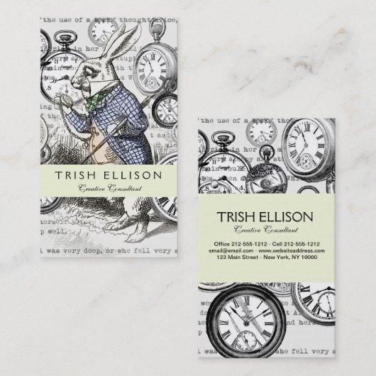 Weiße Kaninchen-Alice im Wunderland Visitenkarte (Vorne/Hinten)