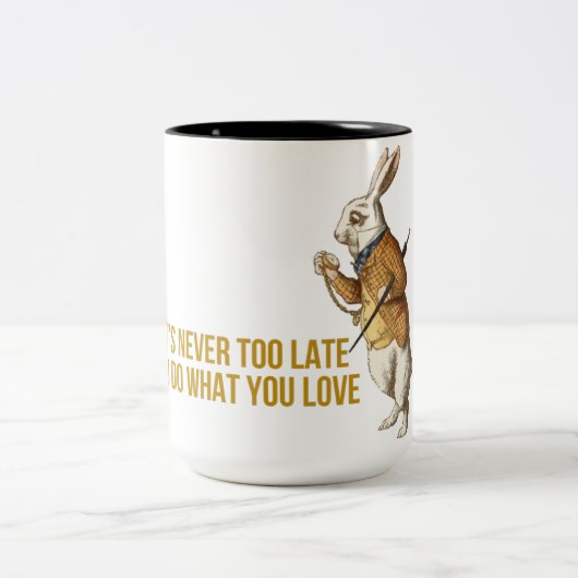 Weiße Kaninchen-Alice im Wunderland Zweifarbige Tasse (Mittel)