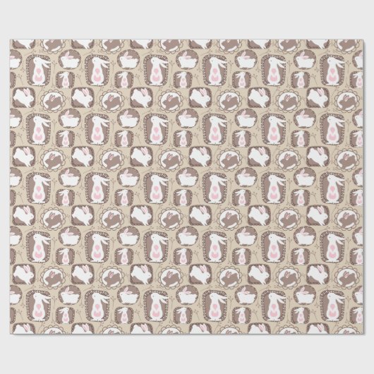 Weiße Kaninchen auf Tan Geschenkpapier (Flach)