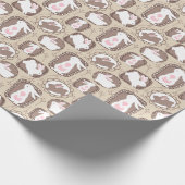 Weiße Kaninchen auf Tan Geschenkpapier (Ecke)