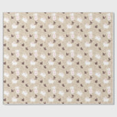 Weiße Kaninchen braune Schmetterlinge auf Tan Geschenkpapier (Flach)