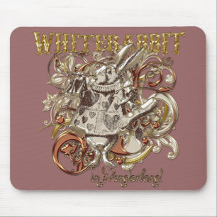 Weiße Kaninchen Carnivale Art (Goldversion) Mousepad