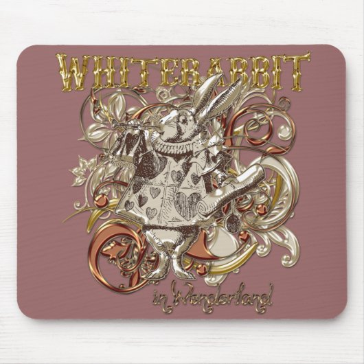 Weiße Kaninchen Carnivale Art (Goldversion) Mousepad (Vorne)