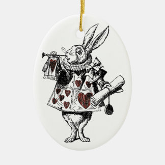 Weiße Kaninchen der Herzen - Alice im Wunderland Keramik Ornament