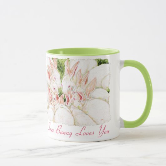 Weiße Kaninchen "etwas Häschen-Lieben Sie" Tasse (Rechts)