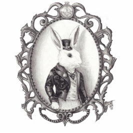 Weiße Kaninchen-Foto-Skulptur-Alice im Wunderland Freistehende Fotoskulptur