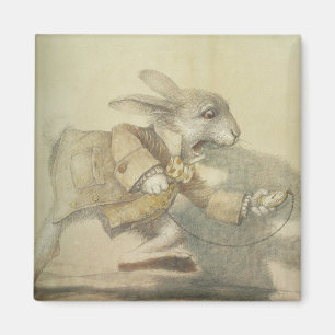 Weiße Kaninchen-Illustration im Vintage-Stil Magnet