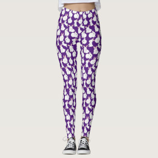 Weiße Kaninchen Muster 01.bw D-Purple Leggings