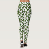 Weiße Kaninchen Muster 01.bw Green BG Leggings (Rückseite)