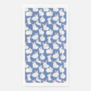 Weiße Kaninchen Muster 01.bw LBlue BG Serviette
