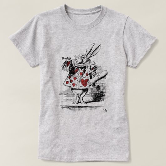 Weiße Kaninchen Rotes Herz Alice im Wunderland Vin T-Shirt (Design vorne)