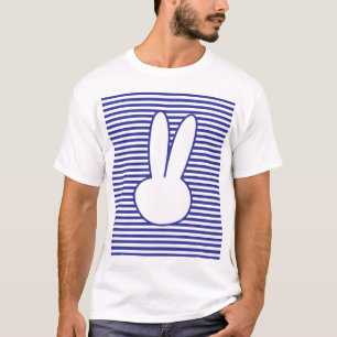 Weiße Kaninchen und blaue Streifen T-Shirt