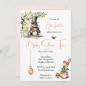 Weiße Kaninchen und Viktorianische Teacup-Maus Einladung (Vorne/Hinten)