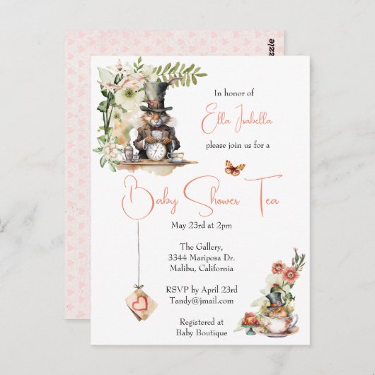 Weiße Kaninchen und Viktorianische Teacup-Maus Postkarte (Vorne/Hinten)