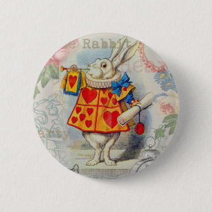Weiße Kaninchenherzen Alice Klassiker Button