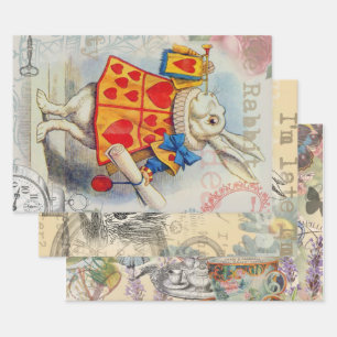 Weiße Kaninchenherzen Alice Klassiker Geschenkpapier Set
