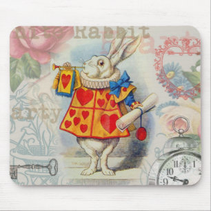 Weiße Kaninchenherzen Alice Klassiker Mousepad