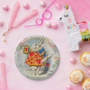Weiße Kaninchenherzen Alice Klassiker Pappteller