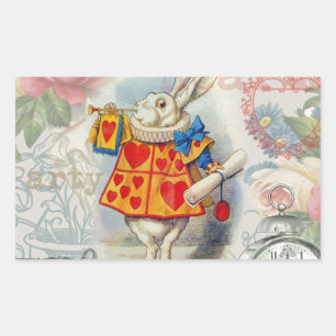 Weiße Kaninchenherzen Alice Klassiker Rechteckiger Aufkleber