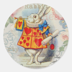 Weiße Kaninchenherzen Alice Klassiker Runder Aufkleber