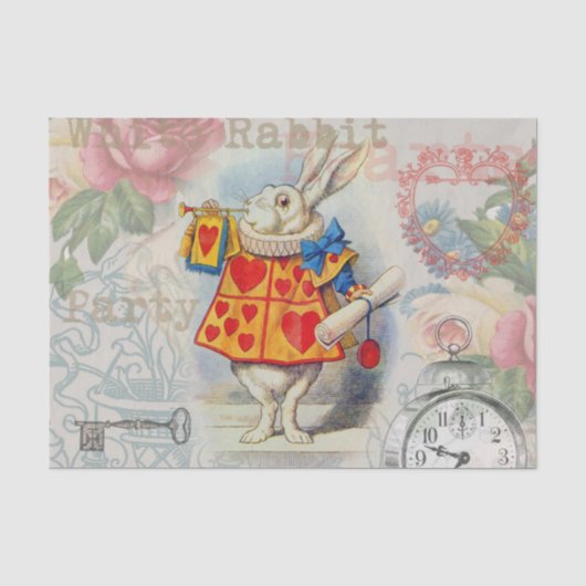 Weiße Kaninchenherzen Alice Klassiker Seidenpapier (Vorderseite)
