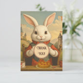 Weiße Kaninchenherzen verzaubertes Wunderland Dankeskarte (Stehend Vorderseite)