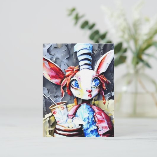 Weiße Kaninchenmatte Postkarte (Stehend Vorderseite)