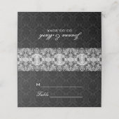 Weiße Kante auf schwarzer Damaske Platzkarte (Außenseite Aufgefaltet)