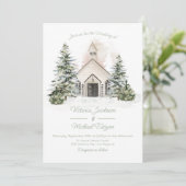 Weiße Kapelle bei der Hochzeit der Schneeküchen Einladung (Stehend Vorderseite)