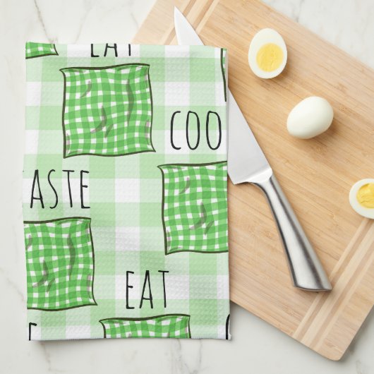 Weiße Karos Geschirrtuch (Viertel Falte)