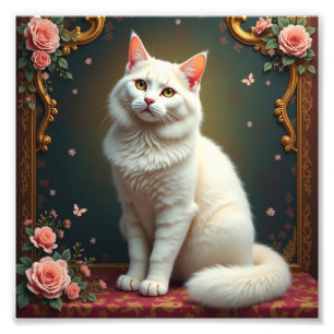 Weiße Katze 5D Diamant-Malset Fotodruck
