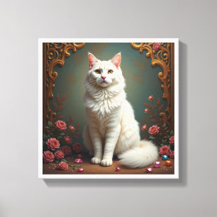 Weiße Katze 5D Diamant-Malset  Leinwanddruck