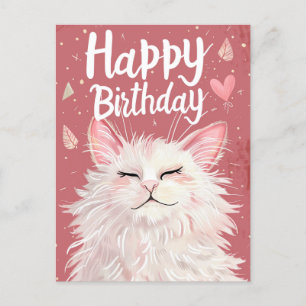Weiße Katze Alles Gute zum Geburtstag Postkarte