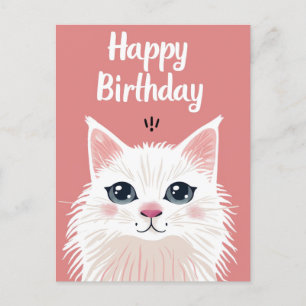 Weiße Katze Alles Gute zum Geburtstag Postkarte