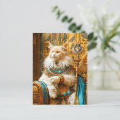 Weiße Katze als Hohepriester auf Throne Postkarte (Stehend Vorderseite)