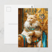 Weiße Katze als Hohepriester auf Throne Postkarte (Vorne/Hinten)