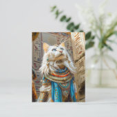 Weiße Katze als Hohepriester auf Throne Postkarte (Stehend Vorderseite)