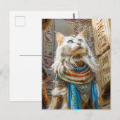 Weiße Katze als Hohepriester auf Throne Postkarte (Vorne/Hinten)