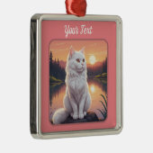 Weiße Katze am See Ornament Aus Metall (Rechts)