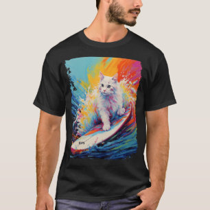 Weiße Katze auf dem Paddelbrett T-Shirt