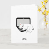Weiße Katze auf der Grußkarte des Notebooks schlaf Karte (Gelbe Blume)