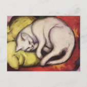 Weiße Katze auf einem gelben Kissen Franz Marc Pos Postkarte (Vorderseite)
